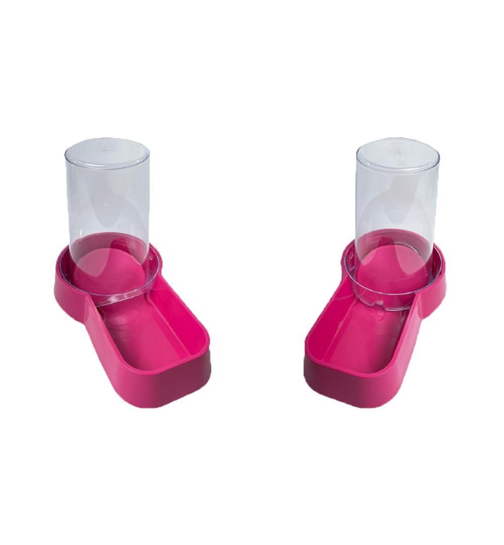 Miapet Hazneli Plastik Kedi-Köpek Mama ve Su Kabı 1,5 Lt Kare Fuşya 2 Adet