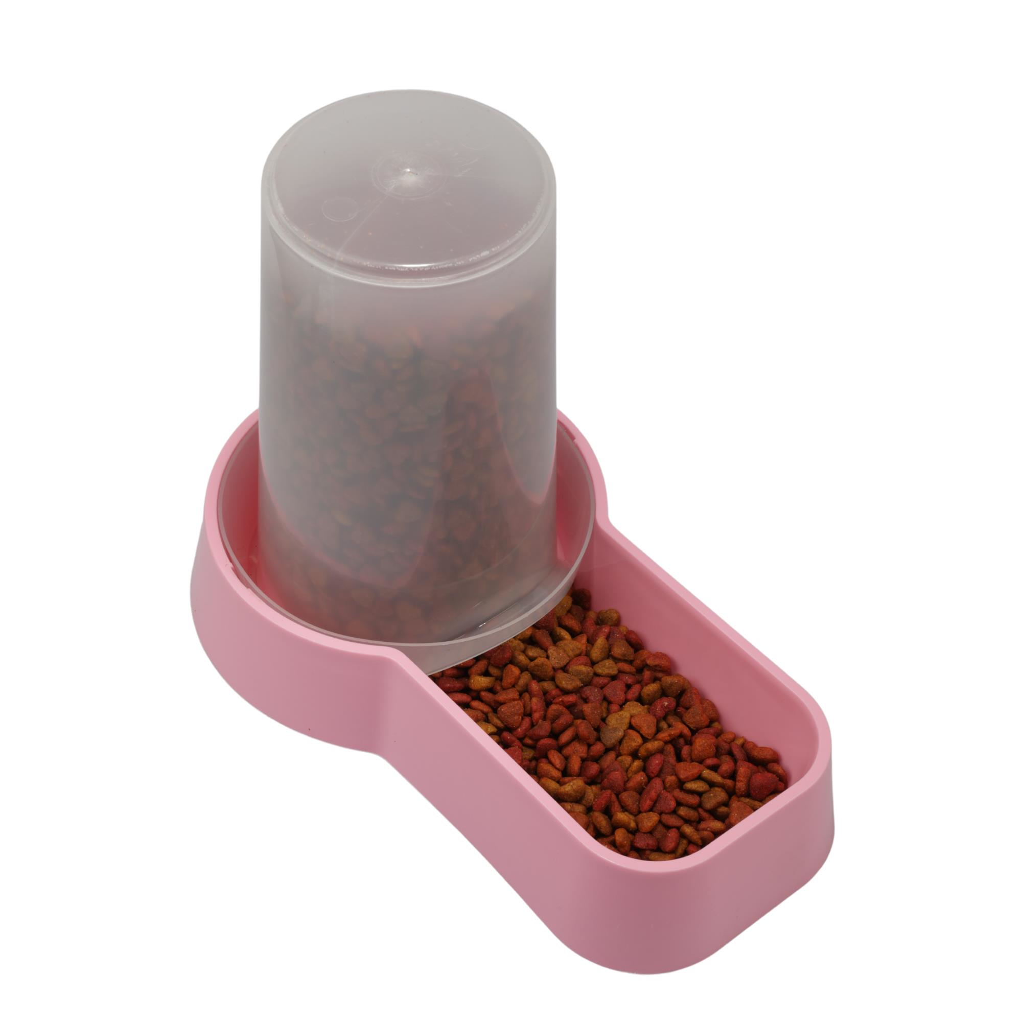 Miapet Hazneli Plastik Kedi-Köpek Mama ve Su Kabı 1,5 Lt Kare Pembe