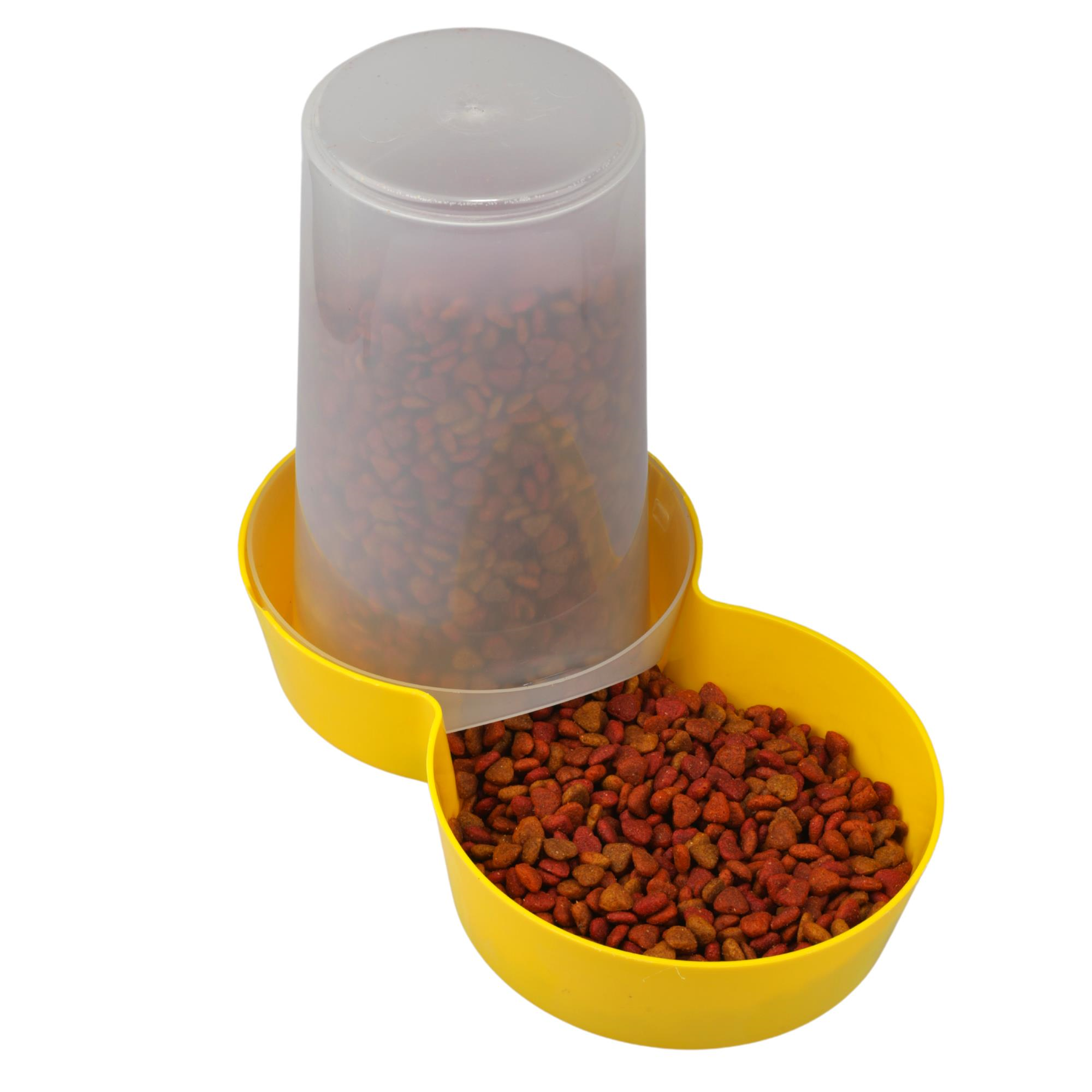 Miapet Hazneli Plastik Kedi-Köpek Mama ve Su Kabı 1,5 Lt Yuvarlak Sarı