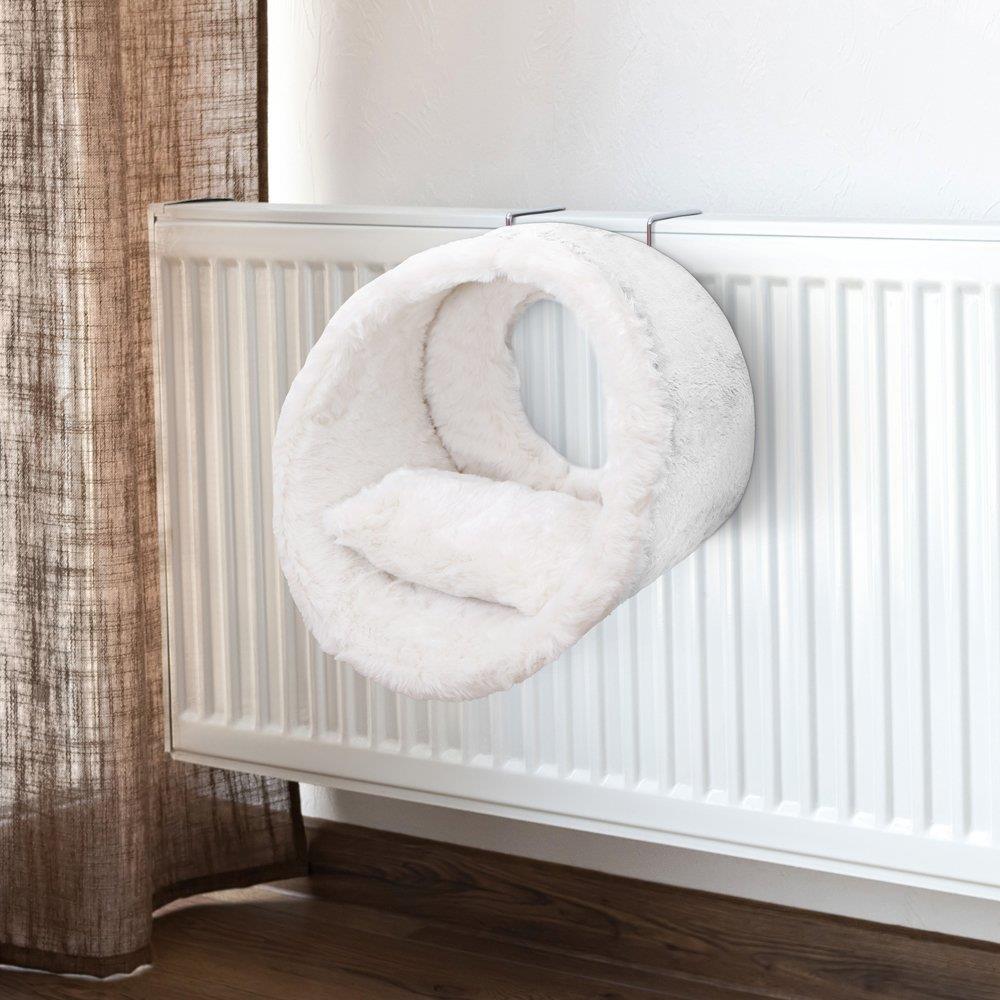 Miapet Kalorifer Üstü Askılı Yastıklı Peluş Kedi Yatağı 42 cm Beyaz