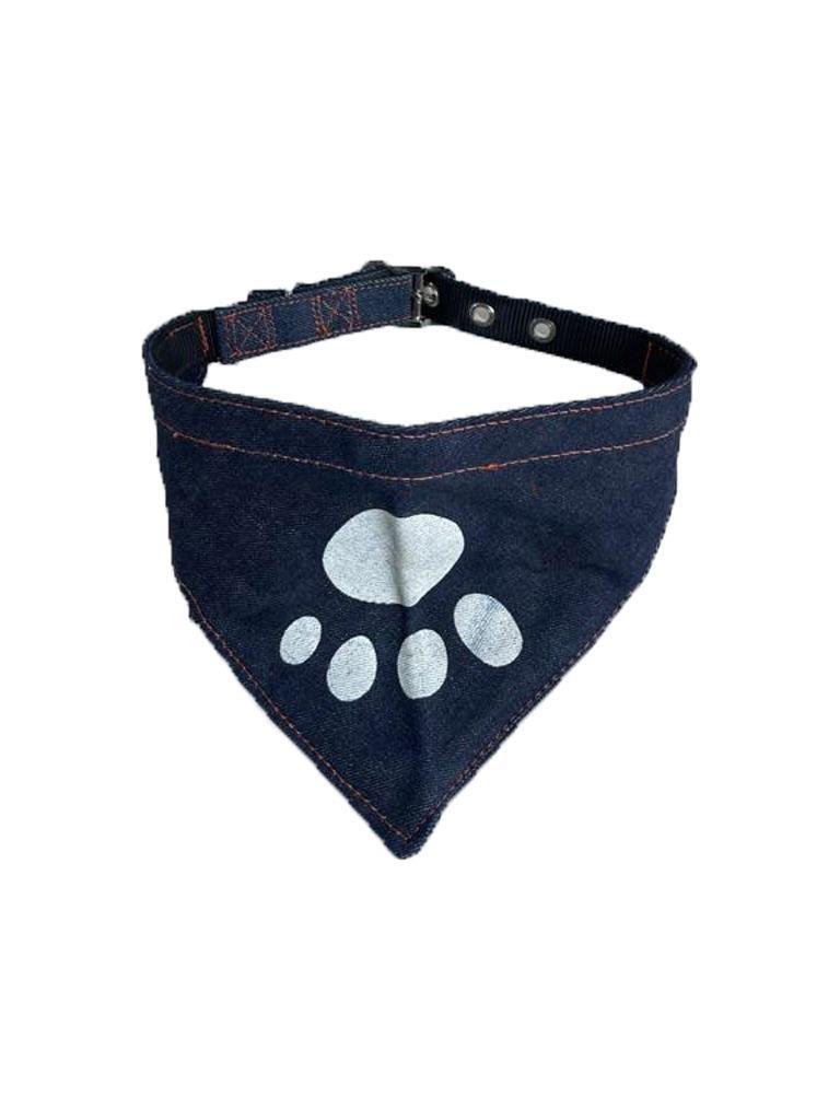 Miapet Kedi-Köpek  Kot Fularlı Boyun Tasması Lacivert-Beyaz