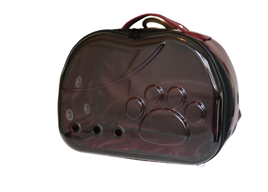 Miapet Şeffaf Pati Kedi Köpek Taşıma Çantası  42 x 26 x 35 cm-Bordo