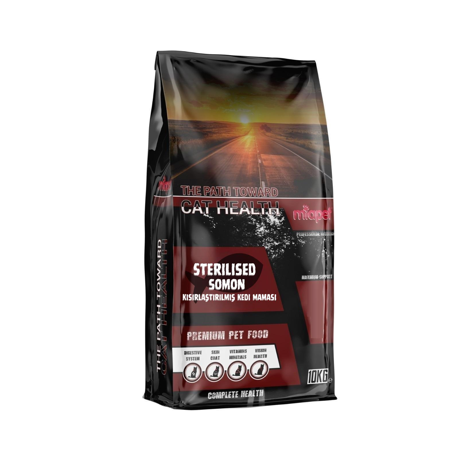 Miapet Somonlu Kısırlaştırılmış Kedi Maması Sterilised Multivitamin Liquid 100 ml Hediyeli 10 KG