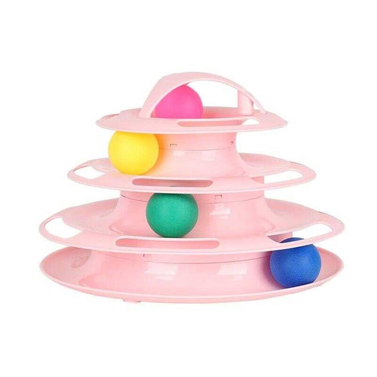 Miapet Tower of Tracks 4 Katlı Yuvarlak Kedi Oyuncağı 24 x 13 Cm Pembe