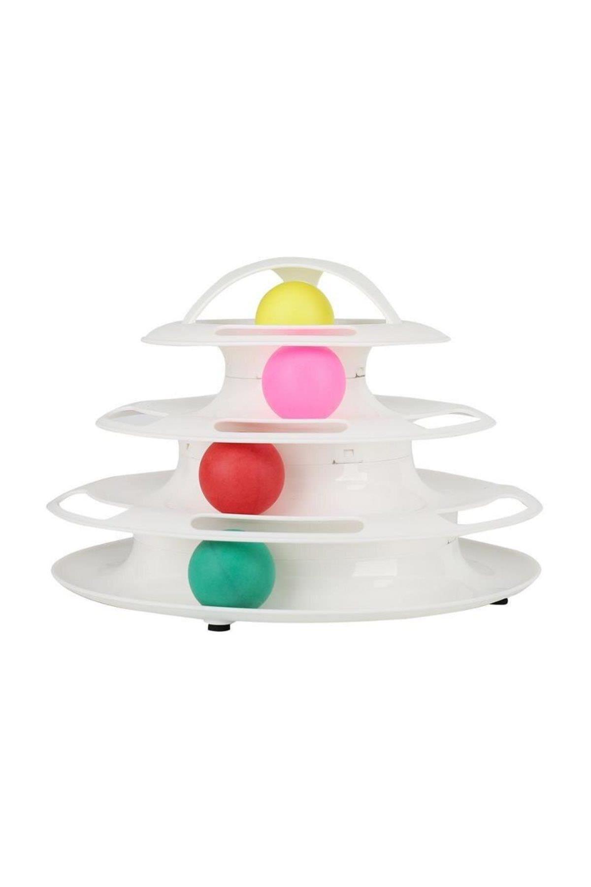 Miapet Tower of Tracks 4 Katlı Yuvarlak Kedi Oyuncağı 24 x 13 Cm Beyaz