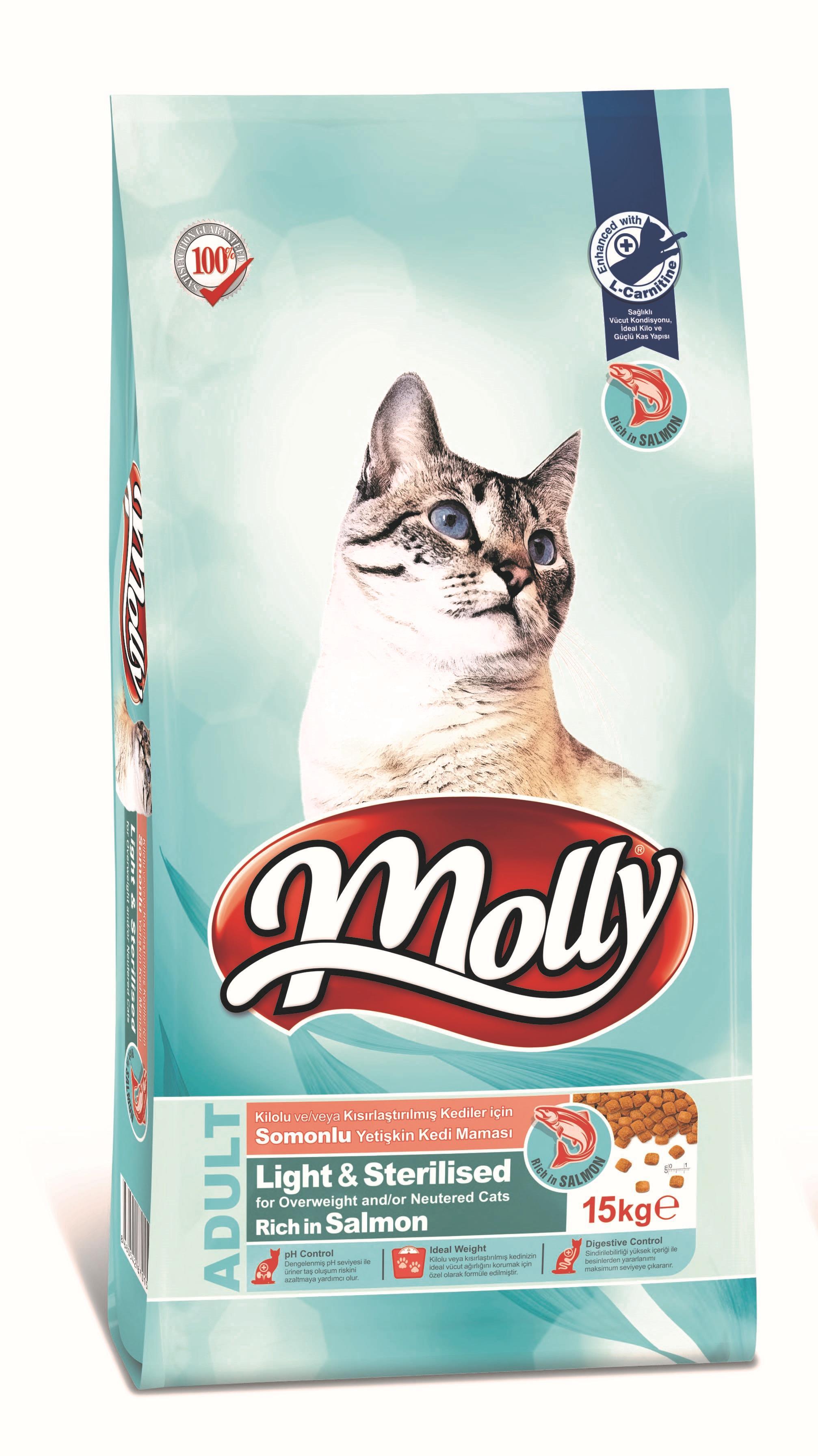 Molly Light Sterilised Somonlu Kısırlaştırılmış Kedi Maması 15 KG