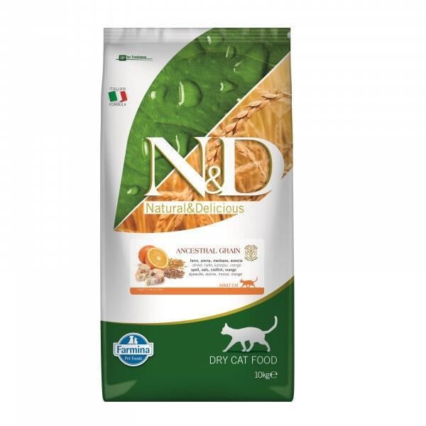 N&D Morina Balıklı ve Portakallı Düşük Tahıllı Yetişkin Kedi Maması 10 kg