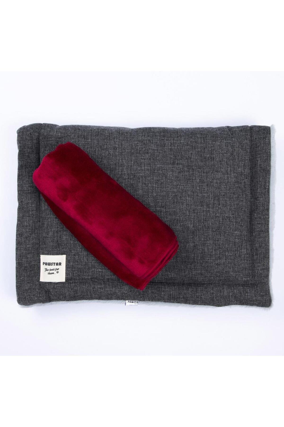 Pawstar Antrasit Mat ve Battaniye Seti Kedi Köpek Matı Kedi Köpek Battaniyesi 70x100 cm