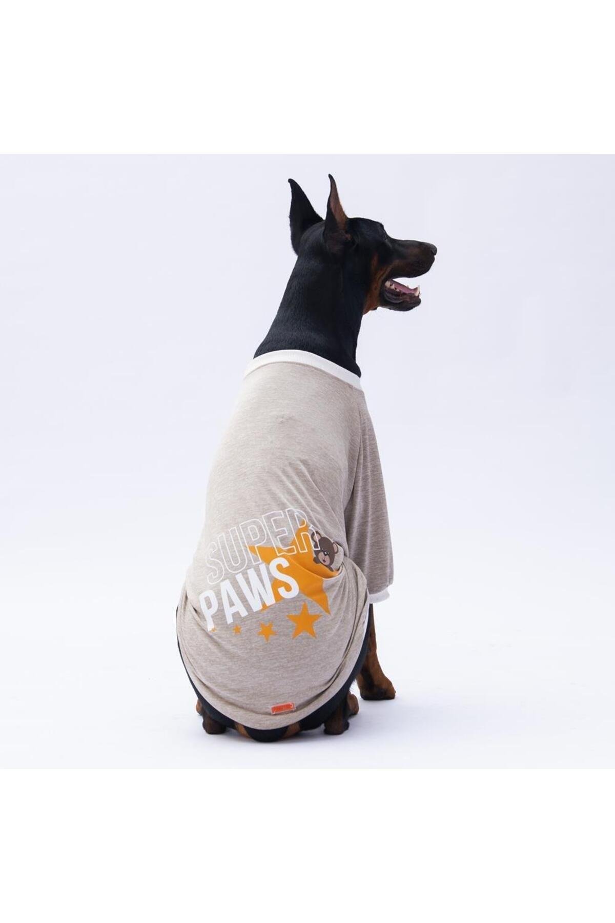 Pawstar Bej Super Paws Büyük Köpek Sweati Köpek Kıyafeti 4XL