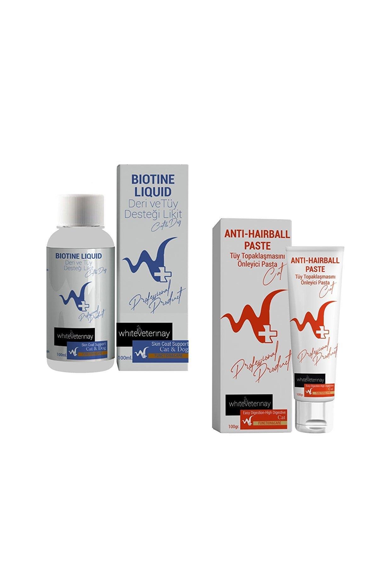 WhiteVeterinay Malt Paste 100 Gr + Biotine Liquide 100 ML ( Kediler için Malt Paste + Tüy Sağlığı Damlası )