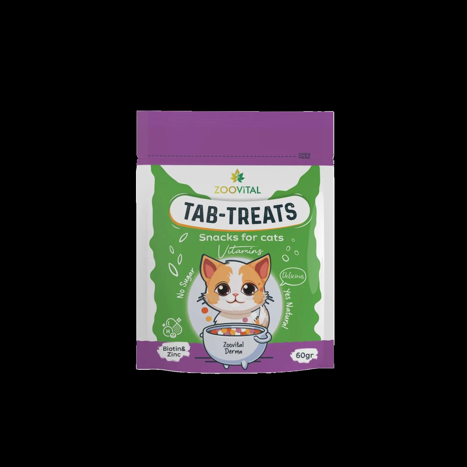 Zoovital Tab-Treast Derma Biotin & Zınc Kediler İçin Lezzetli Ödül Tablet.