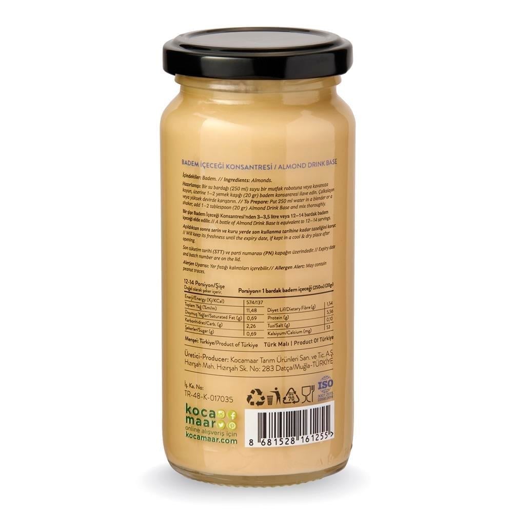 %100 Badem İçeceği Konsantresi Şeker İlavesiz Vegan 240 g