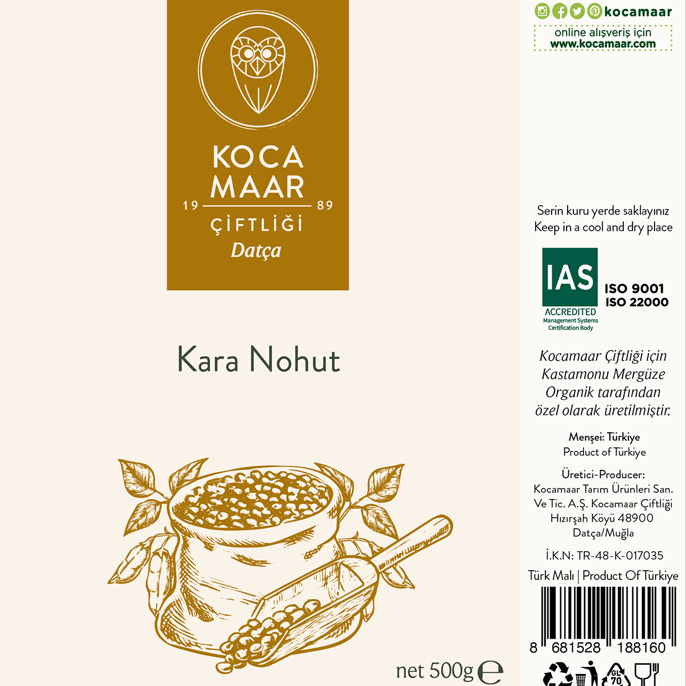 Kocamaar Çiftliği Kara Nohut 500 gr