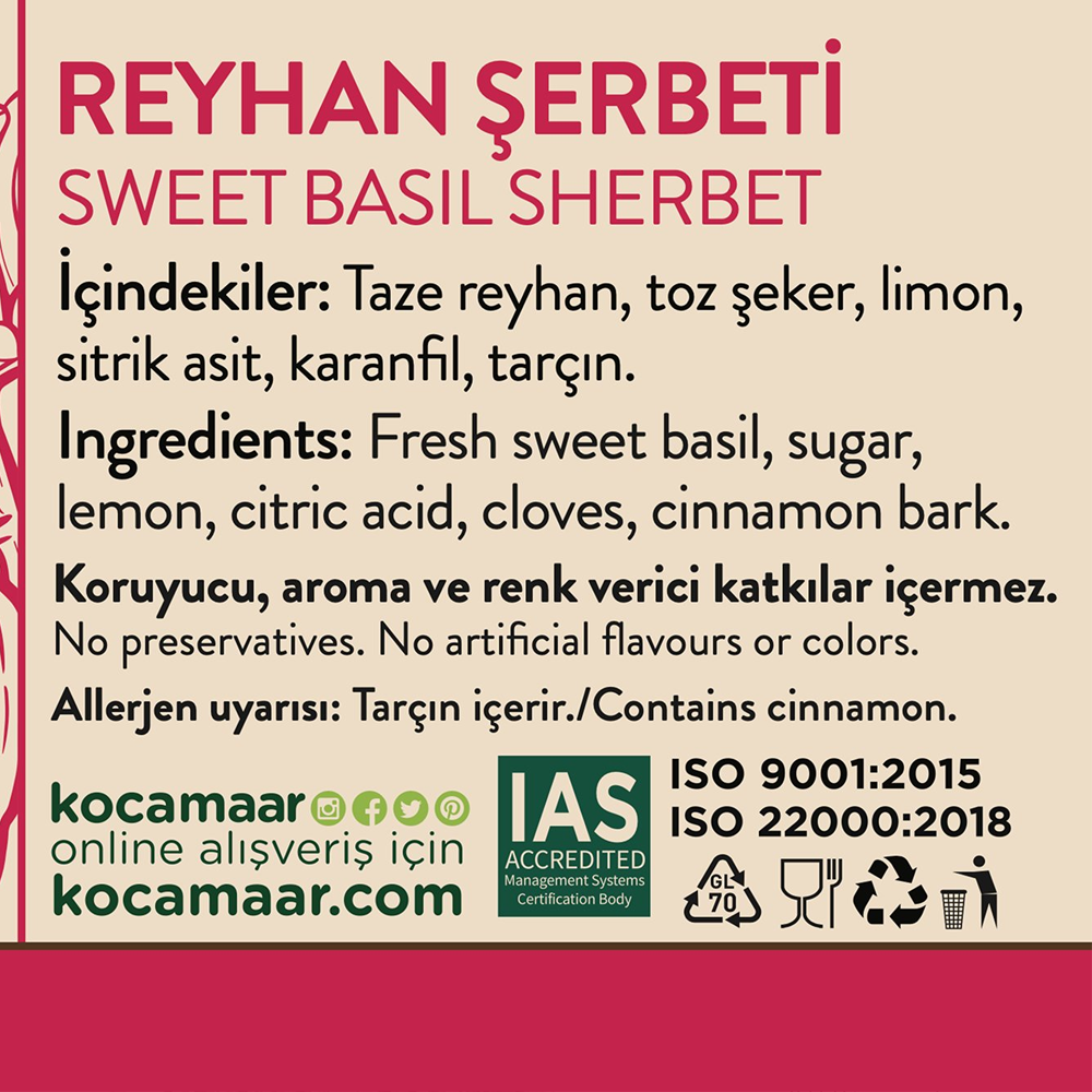 Reyhan Şerbeti 1 Lt