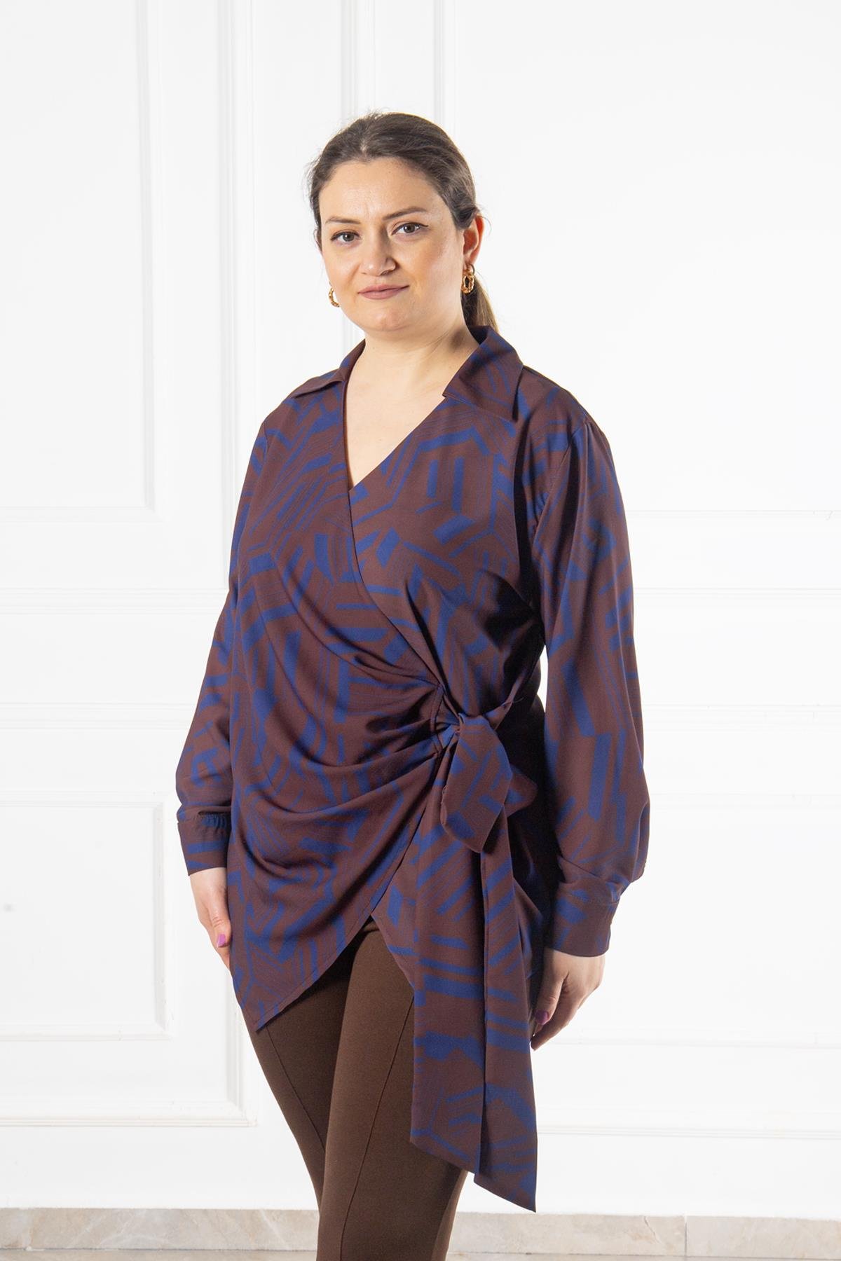 Bedrinxxl, Bluz, Büyük Beden Sofya Bluz Kahve