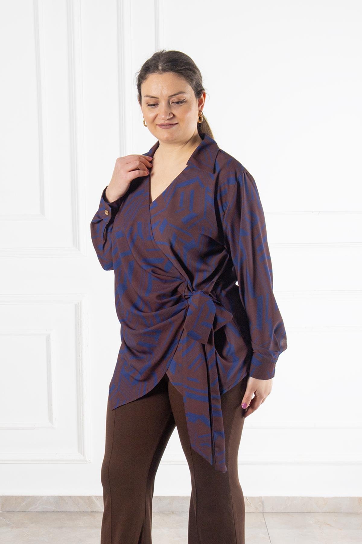 Bedrinxxl, Bluz, Büyük Beden Sofya Bluz Kahve