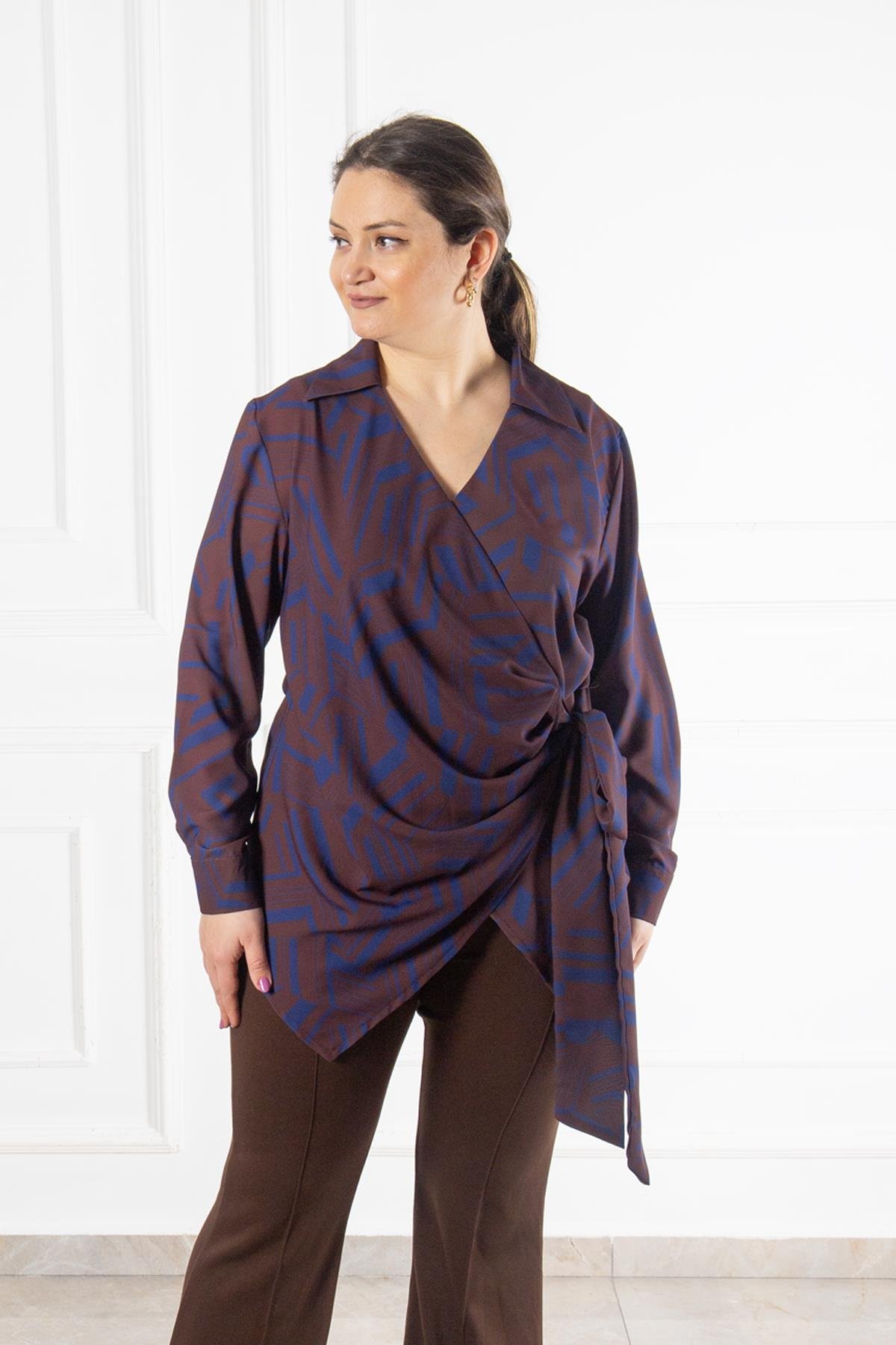 Bedrinxxl, Bluz, Büyük Beden Sofya Bluz Kahve