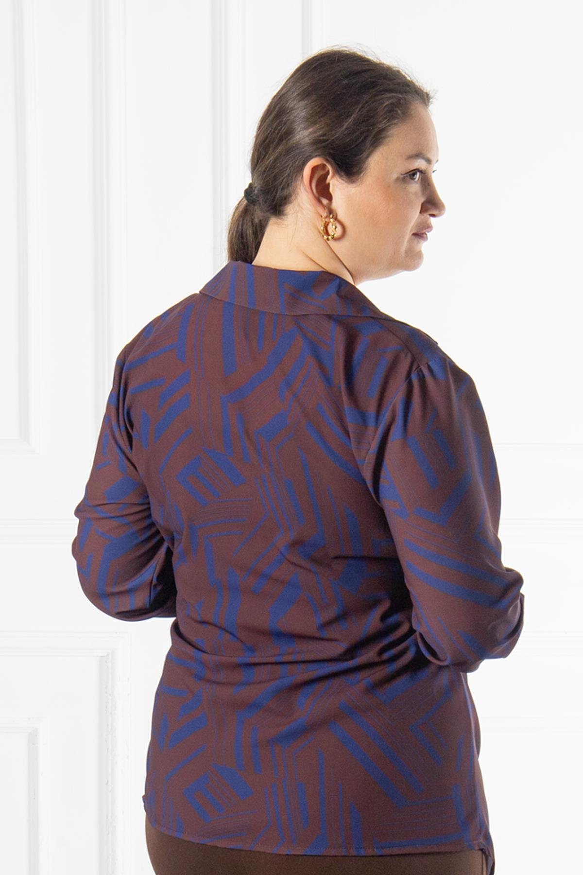 Bedrinxxl, Bluz, Büyük Beden Sofya Bluz Kahve