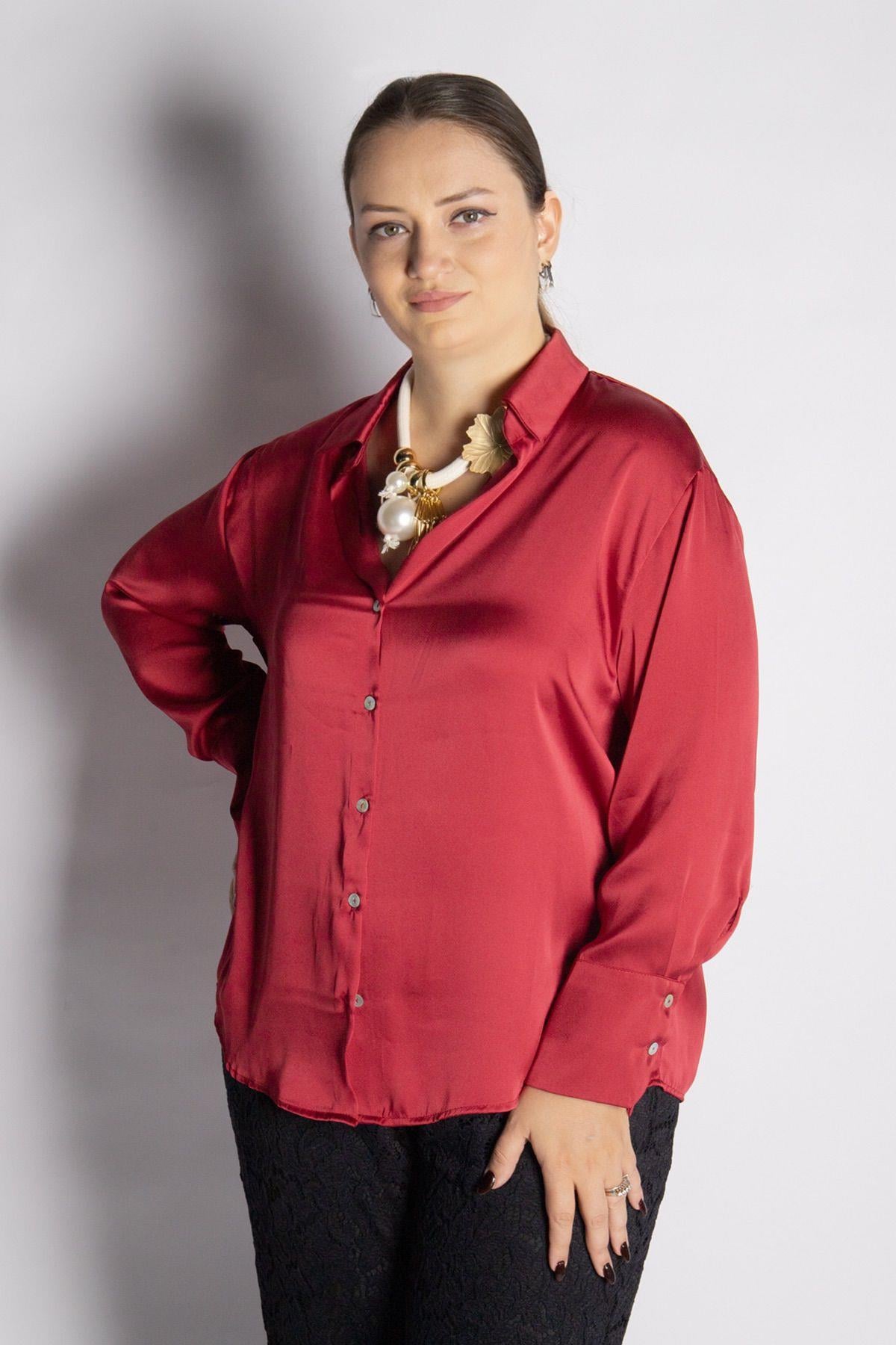 Bedrinxxl, Bluz, Saten Bluz Bordo