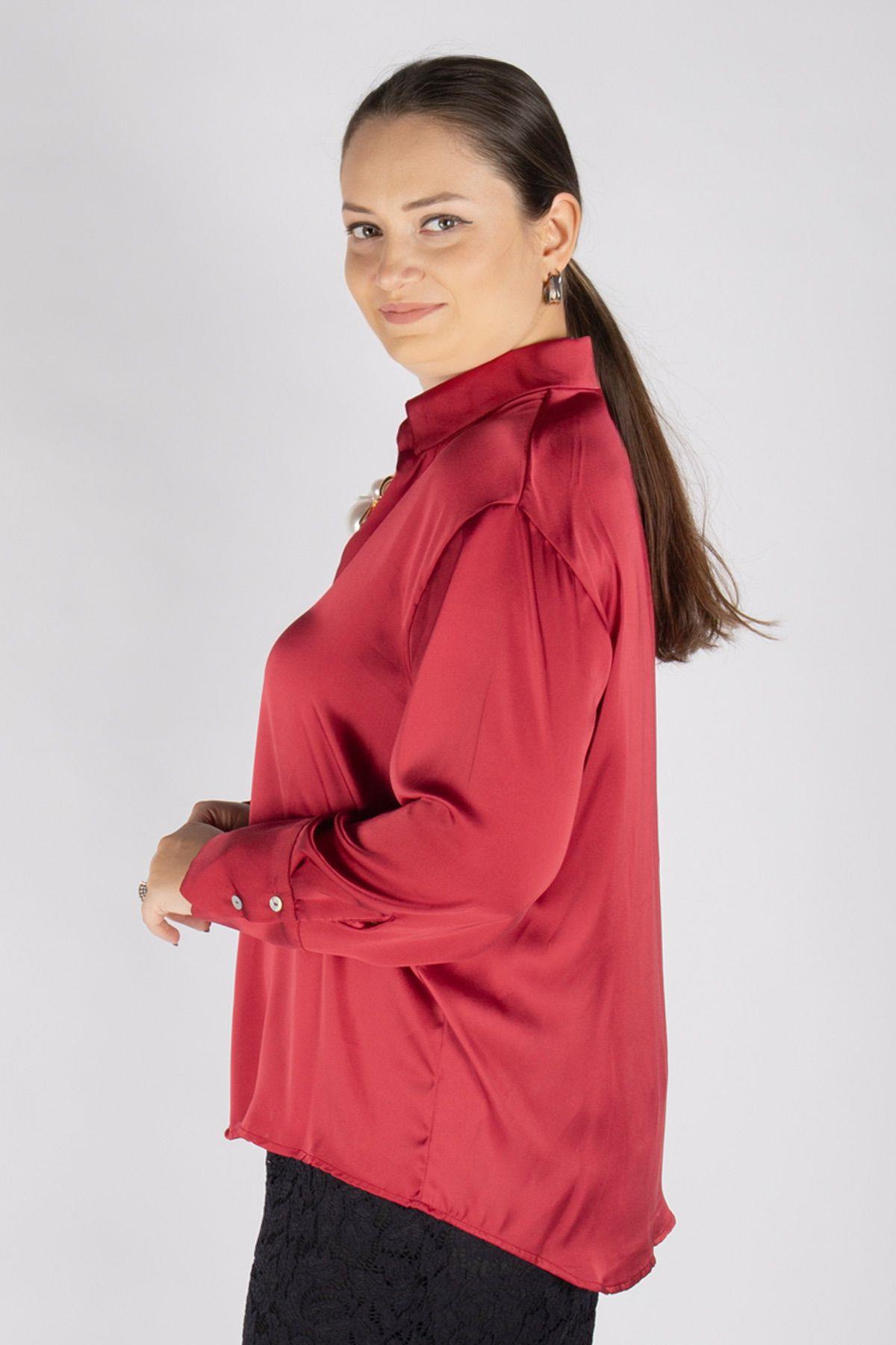 Bedrinxxl, Bluz, Saten Bluz Bordo