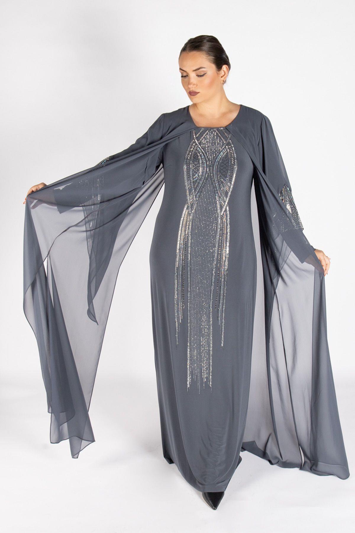 Bedrinxxl, Elbise, Abaya Elbise Gri