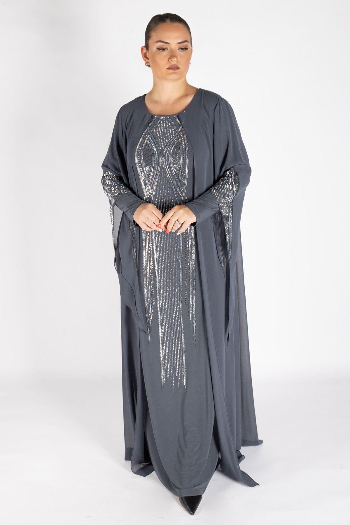 Bedrinxxl, Elbise, Abaya Elbise Gri