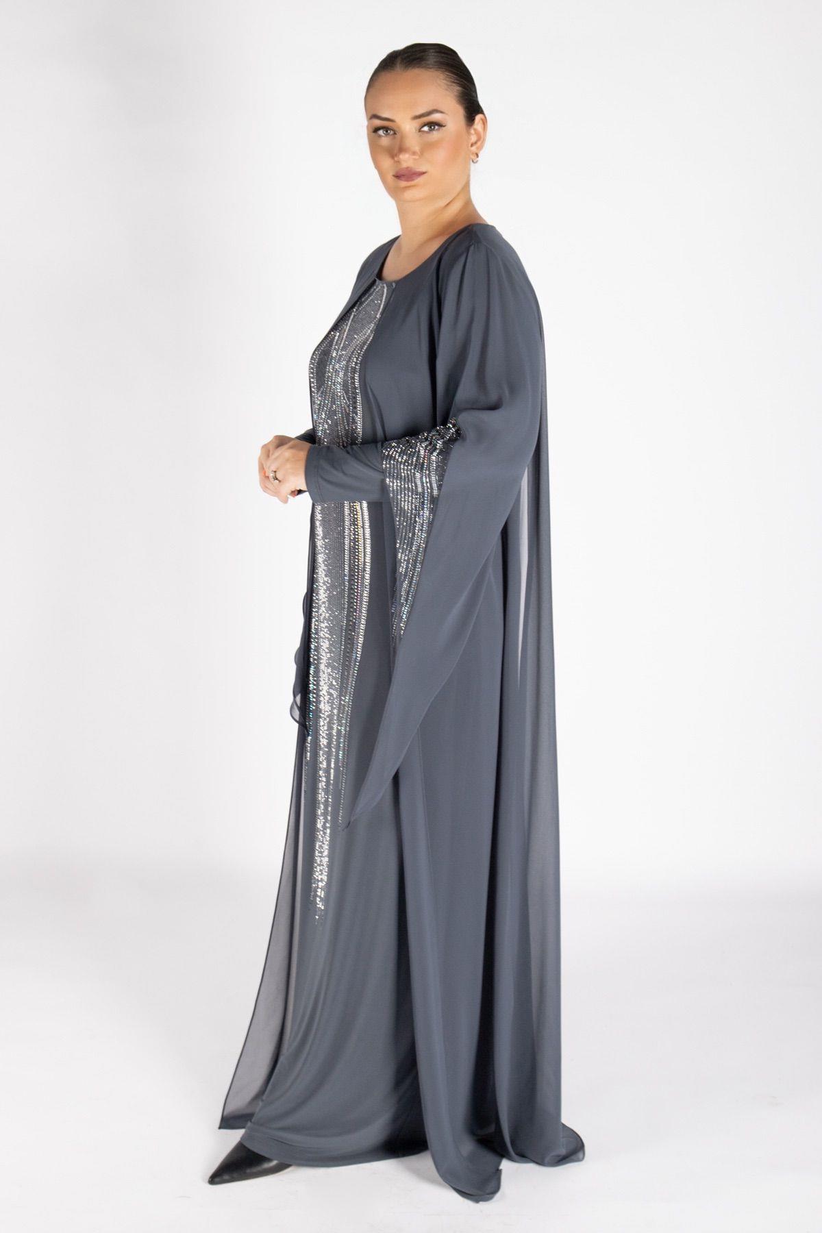 Bedrinxxl, Elbise, Abaya Elbise Gri