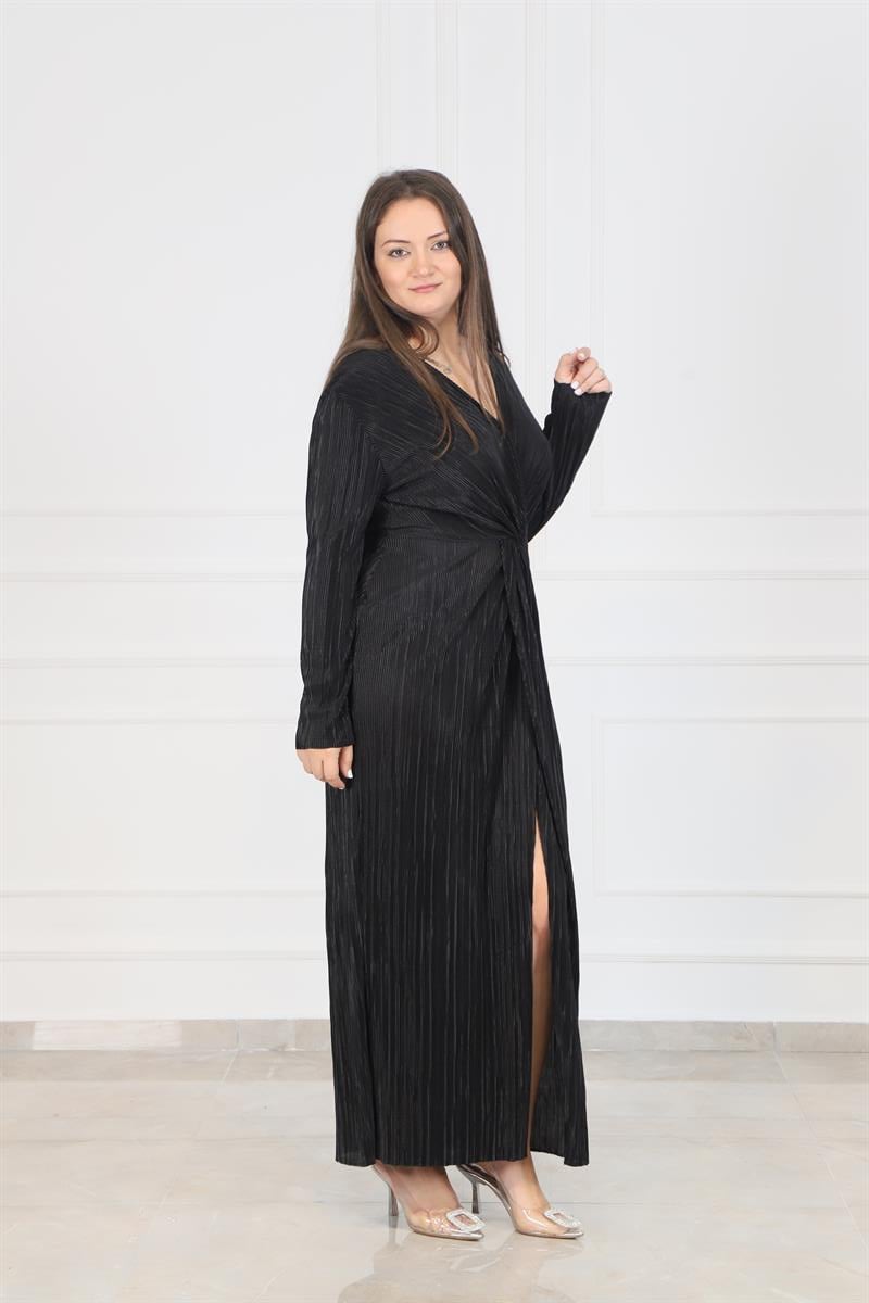 Bedrinxxl, Elbise, Büyük Beden Plise Elbise Siyah