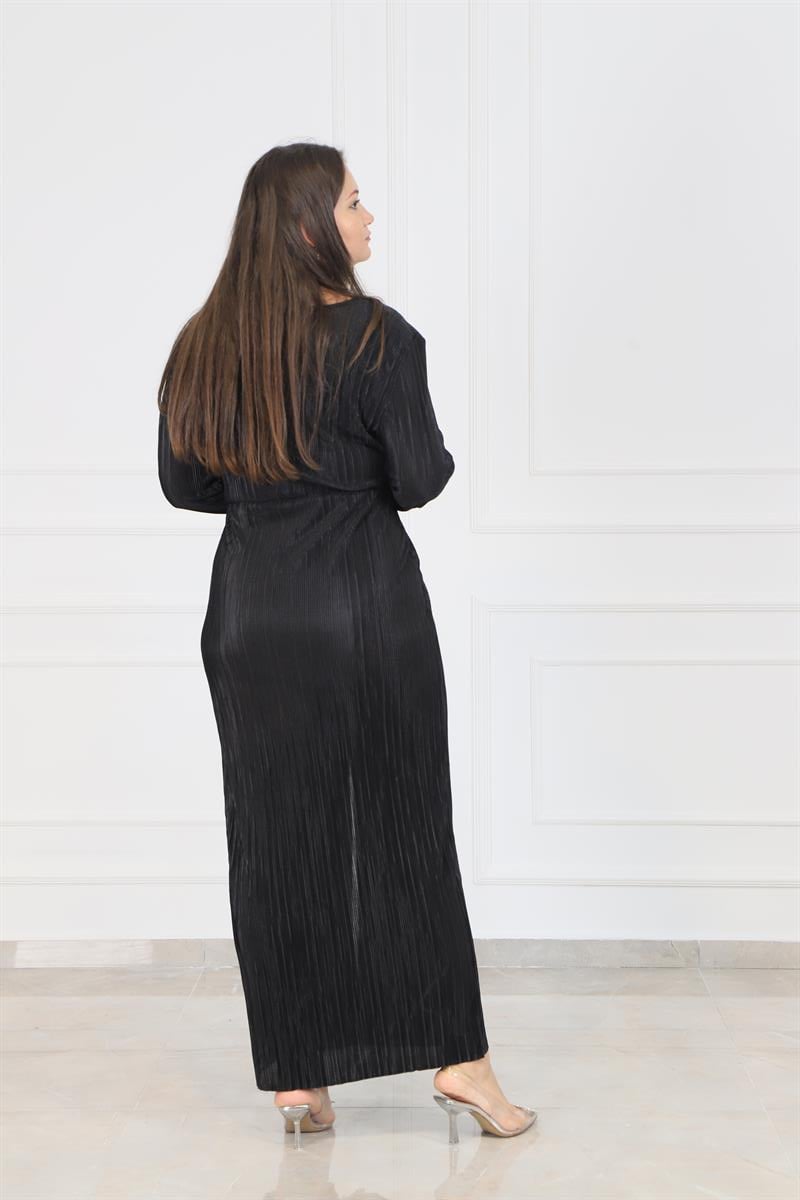 Bedrinxxl, Elbise, Büyük Beden Plise Elbise Siyah