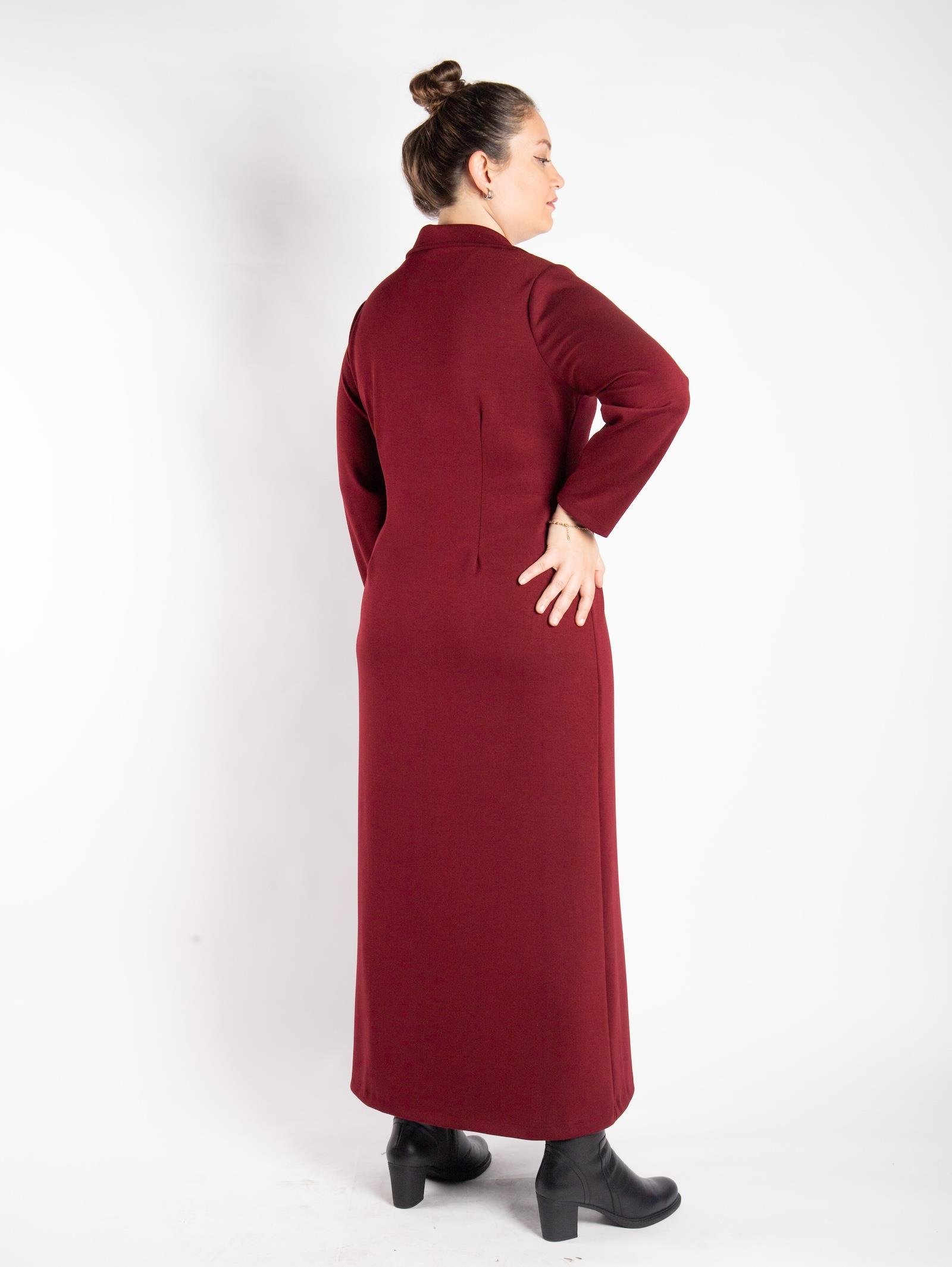 Bedrinxxl, Elbise, Kemerli Modal Elbise Bordo