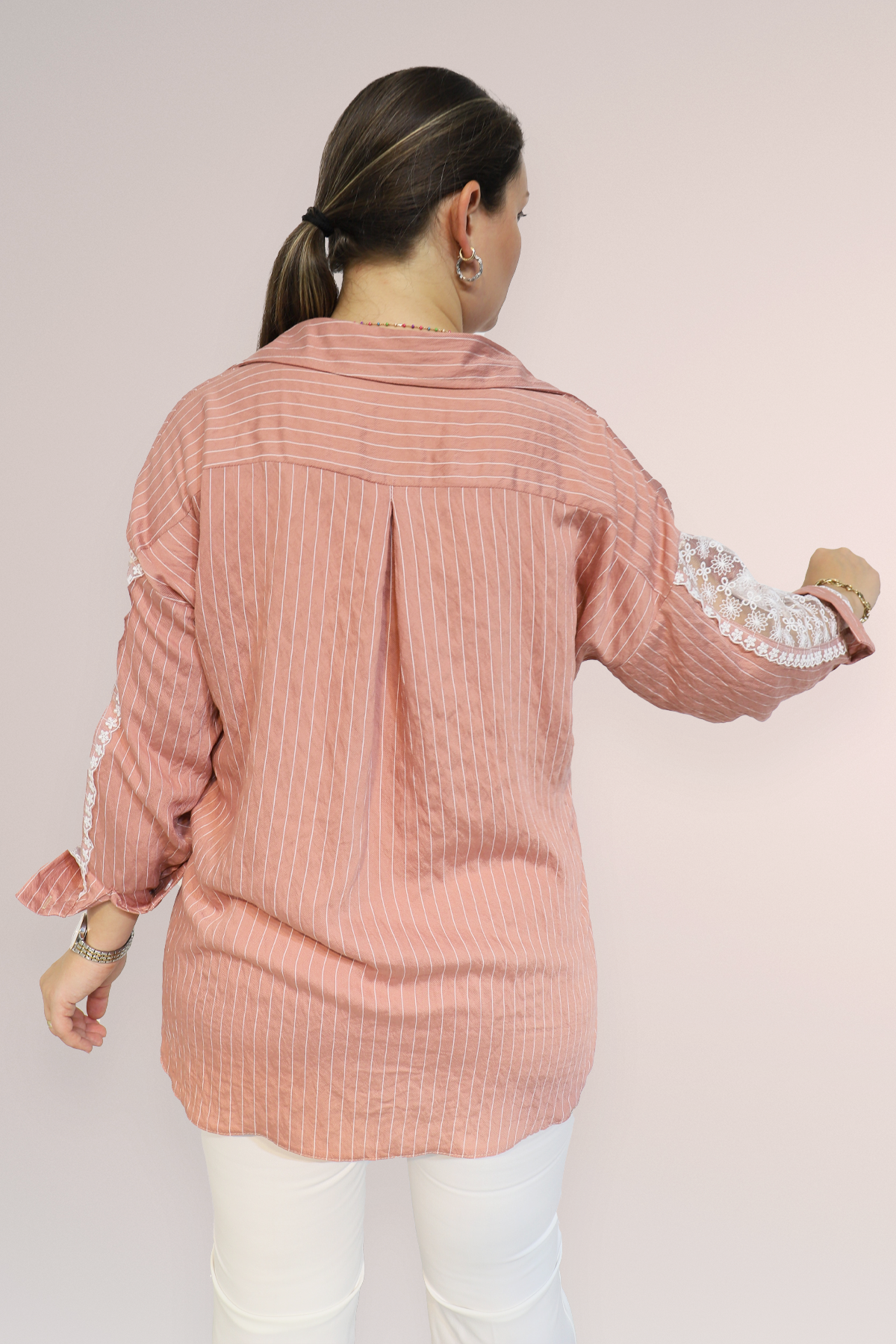 Bedrinxxl, Gömlek, Büyük Beden Meneviş Gömlek Pembe 