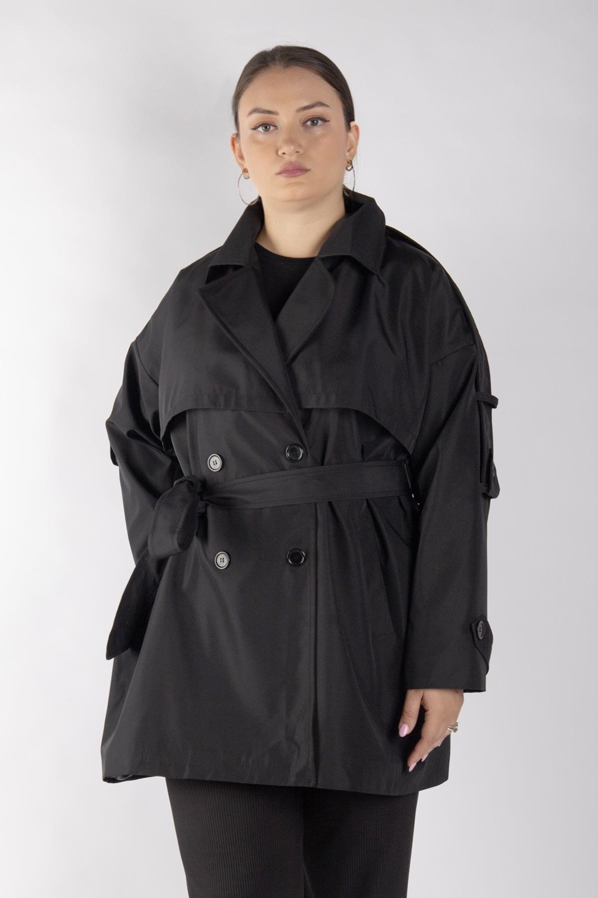 Bedrinxxl, Kap, Kısa Trençkot Siyah