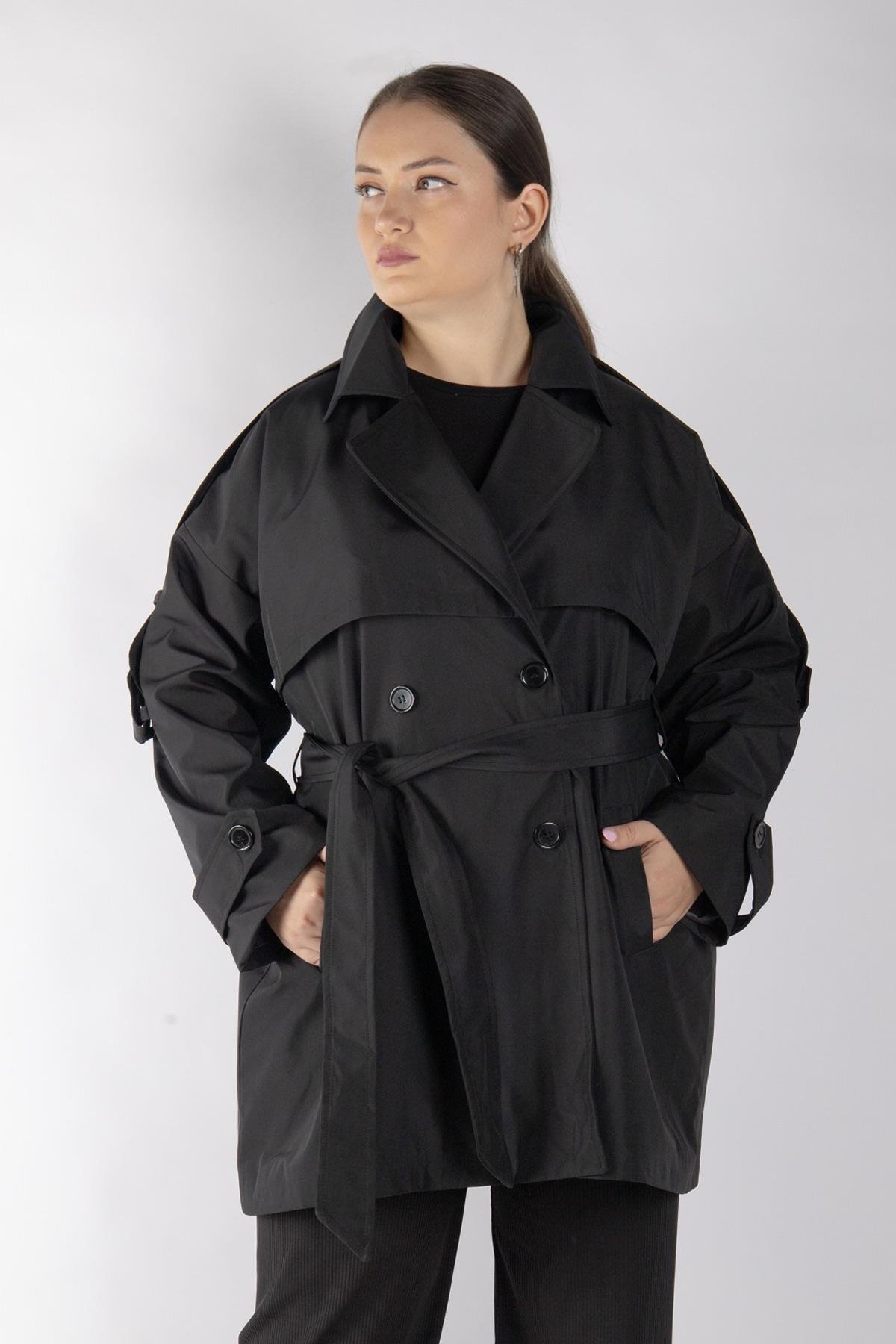 Bedrinxxl, Kap, Kısa Trençkot Siyah