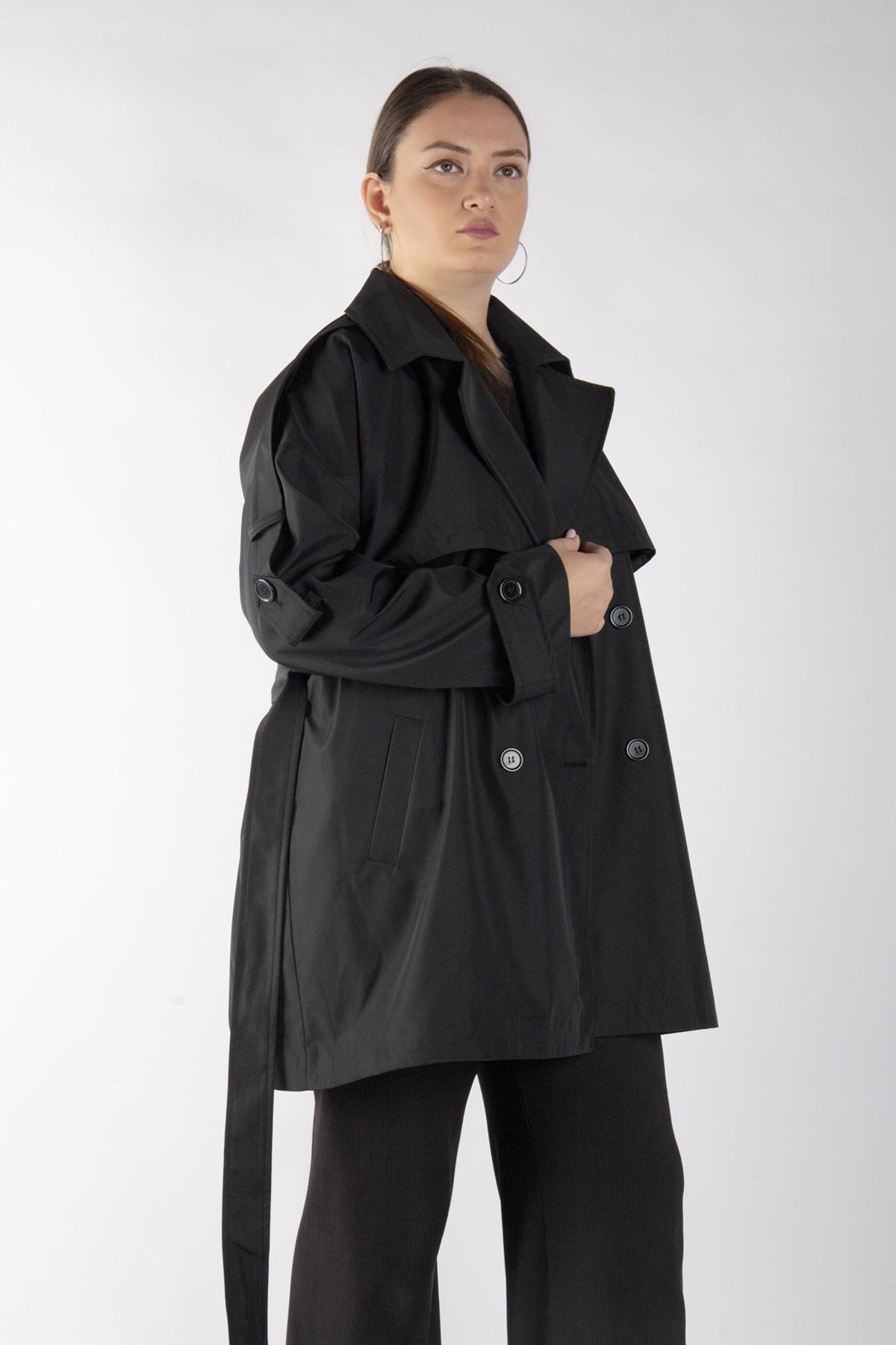 Bedrinxxl, Kap, Kısa Trençkot Siyah