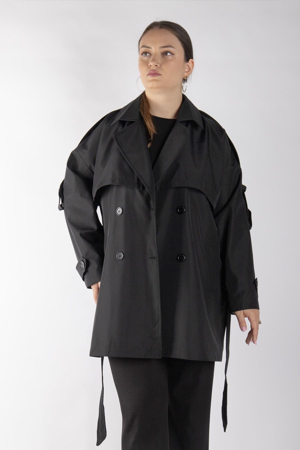 Bedrinxxl, Kap, Kısa Trençkot Siyah