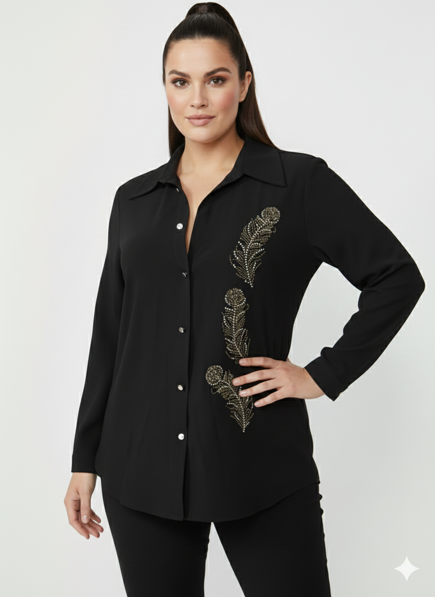 Bedrinxxl, Tunik, Yaprak Krep Tunik Siyah