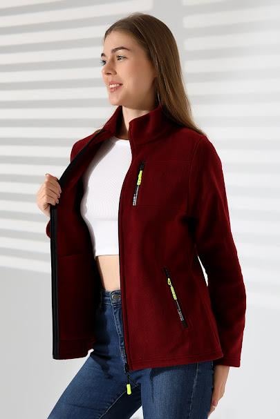 Kadın Hastane Polar Ceket Bordo