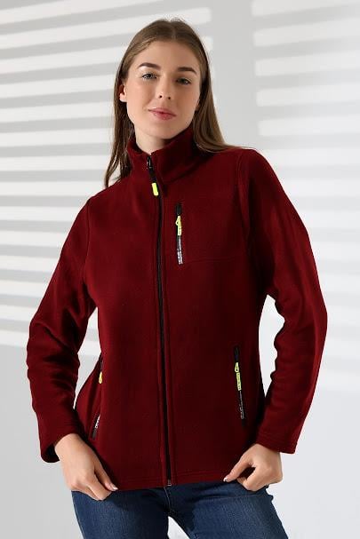 Kadın Hastane Polar Ceket Bordo
