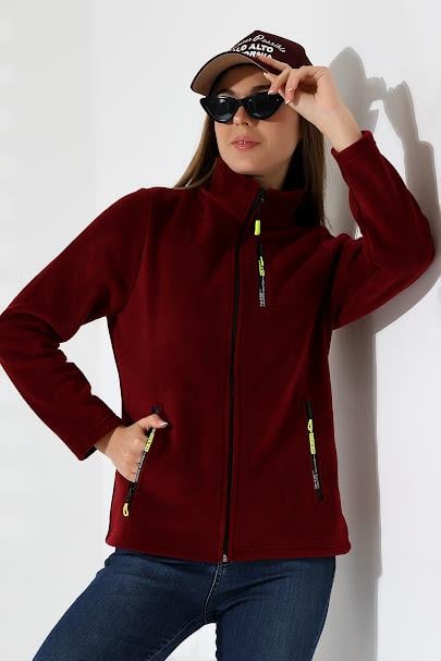Kadın Hastane Polar Ceket Bordo