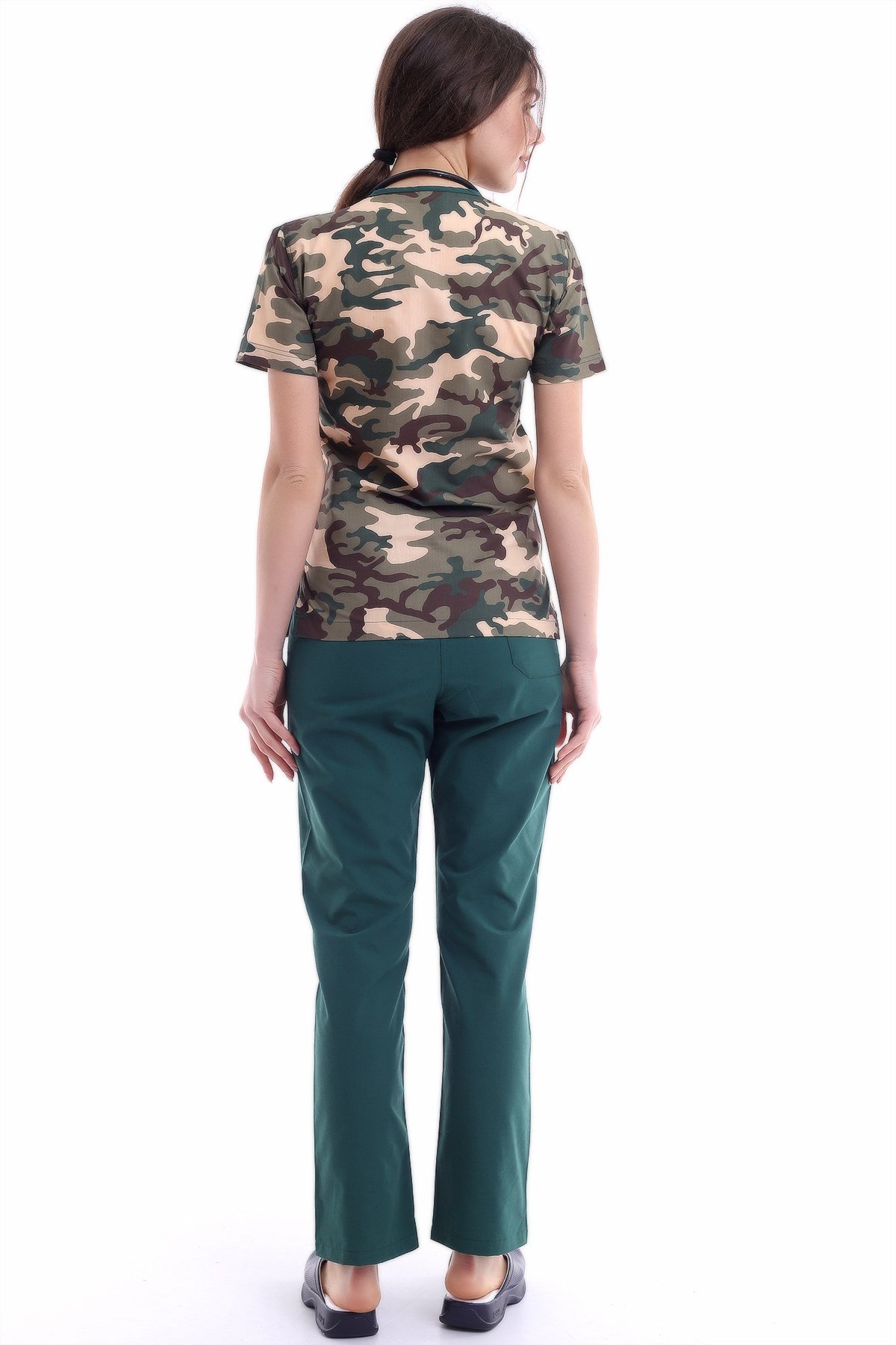 Kanguru Cepli Kamuflaj Desenli Hemşire Forması