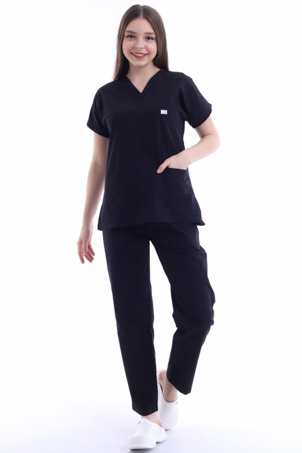 Kişiye Özel Siyah Renk Kadın Doktor Forması