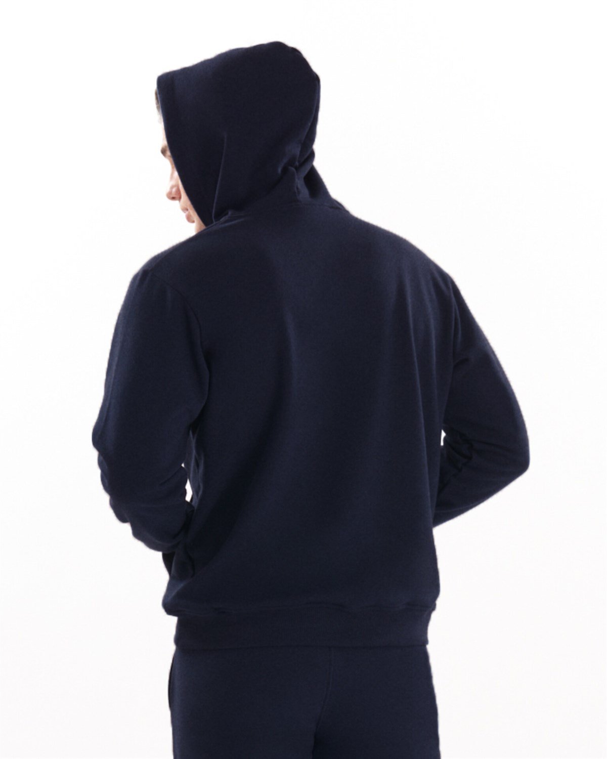 Josejuan Erkek Koyu Lacivert Kapüşonlu Yaka Şardonlu 3 Iplik Pamuklu Sweatshirt 9001