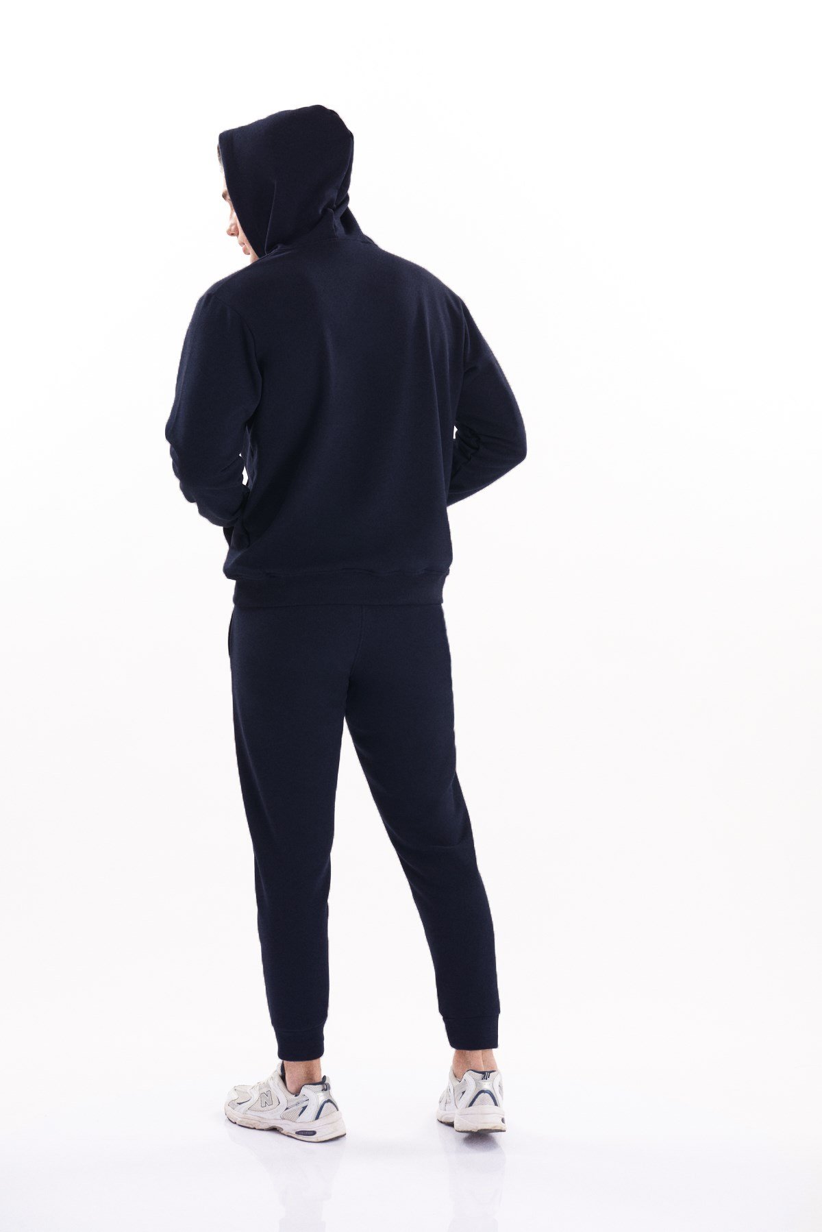 Josejuan Erkek Koyu Lacivert Kapüşonlu Yaka Şardonlu 3 Iplik Pamuklu Sweatshirt 9001