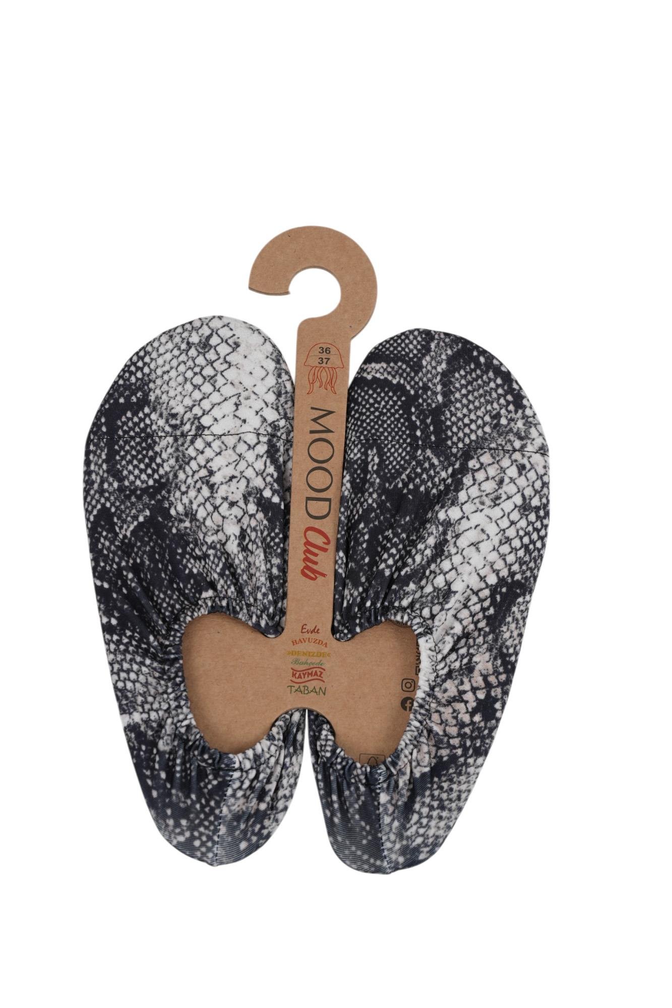 Mood Club-Black White Deniz Ayakkabısı ve Çok Amaçlı Kaydırmaz Havuz Patiği