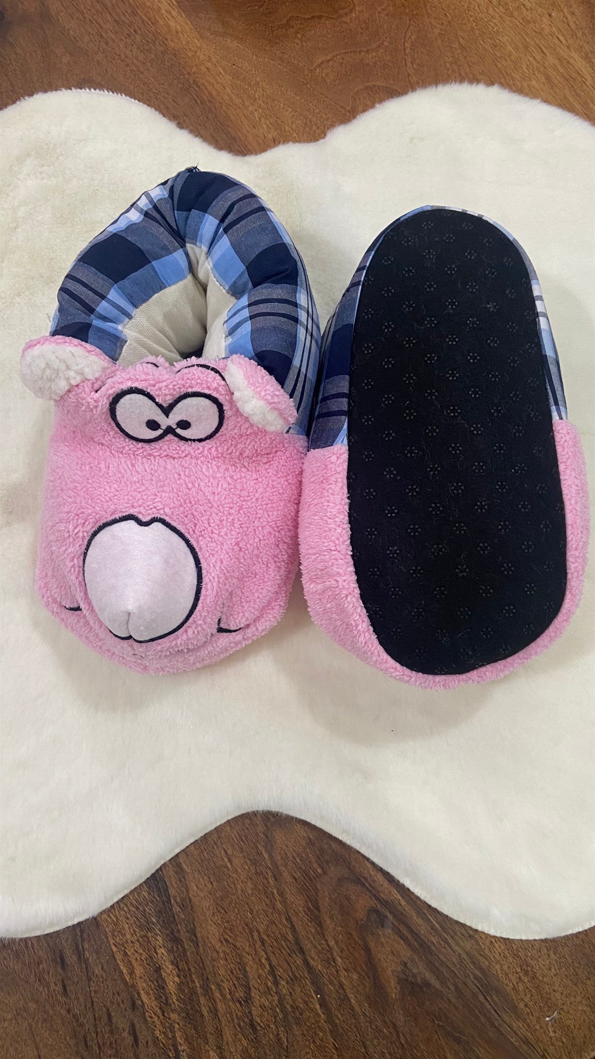 Hayvan Figürlü Panduf 36-389 Pembe Kareli