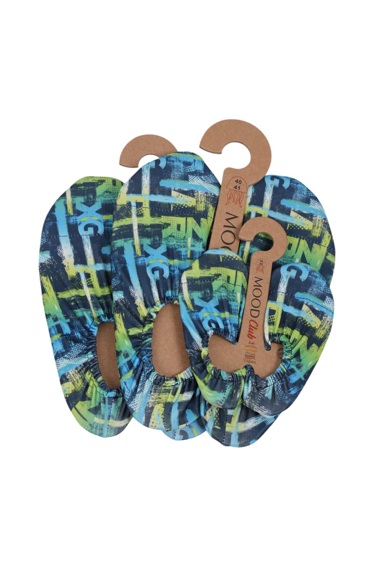 Mood Club-Neon Patterned Deniz Ayakkabısı ve Çok Amaçlı Kaydırmaz Havuz Patiği