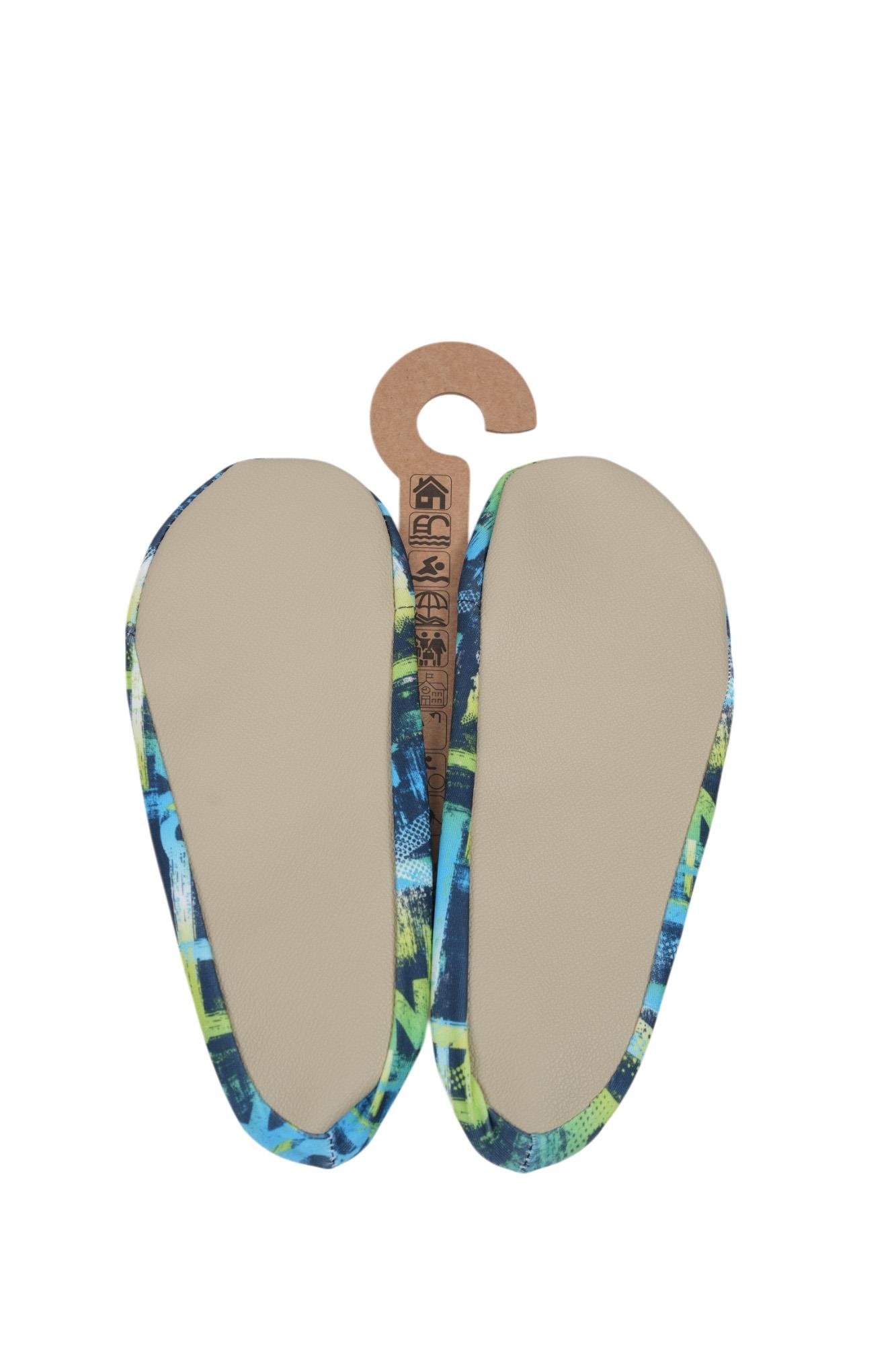 Mood Club-Neon Patterned Deniz Ayakkabısı ve Çok Amaçlı Kaydırmaz Havuz Patiği