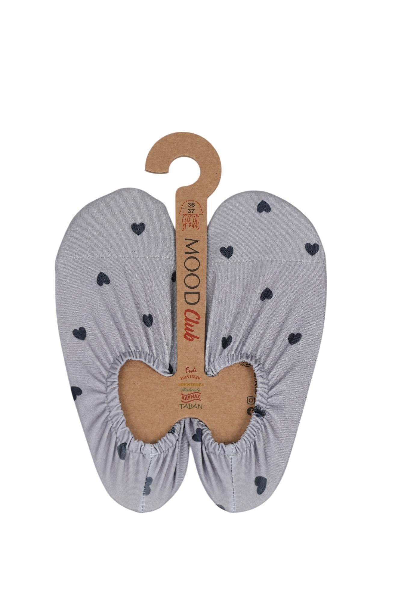 Mood Club-Siyah Kalp Deniz Ayakkabısı ve Çok Amaçlı Kaydırmaz Havuz Patiği