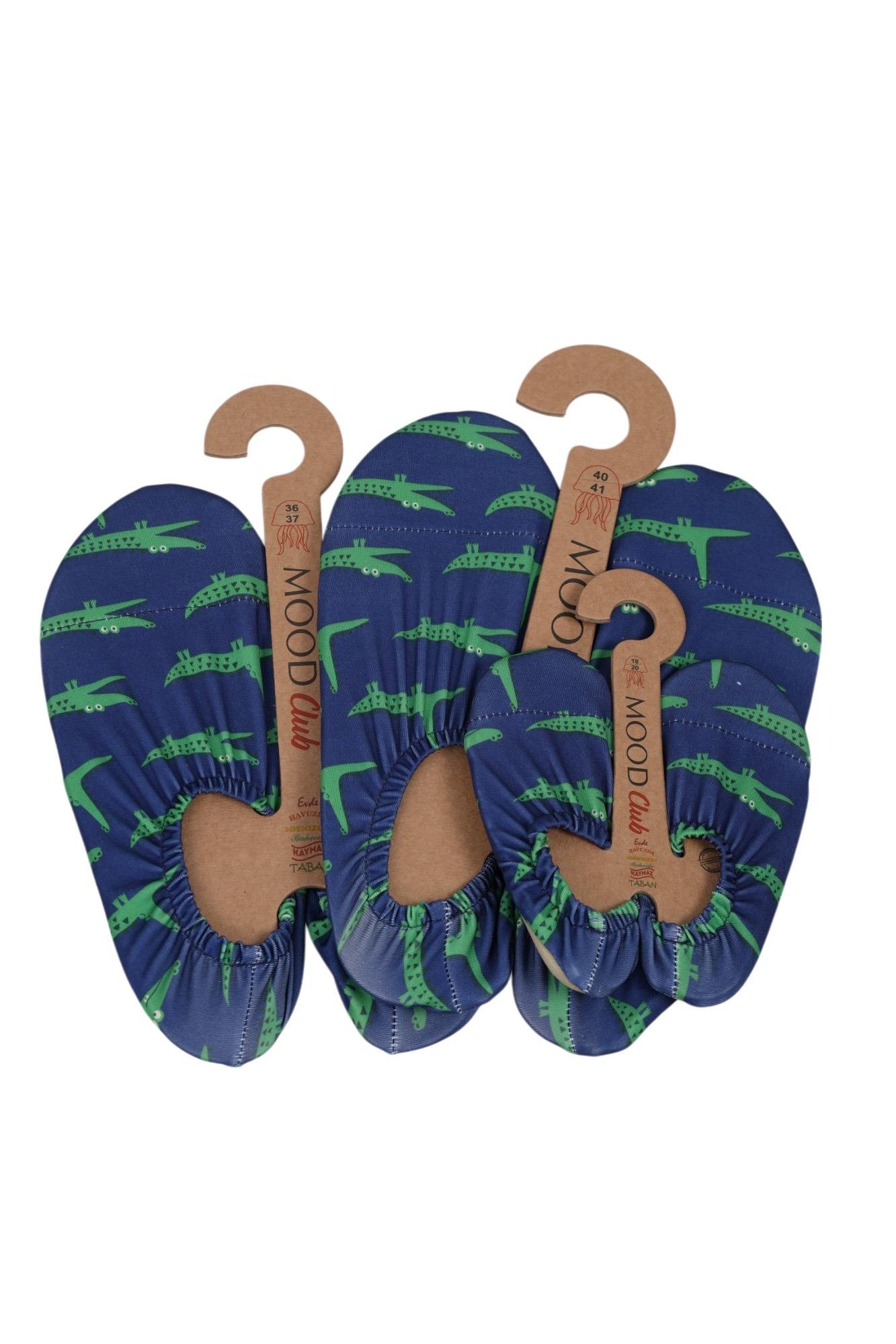 Mood Club-Yeşil Timsah Deniz Ayakkabısı ve Çok Amaçlı Kaydırmaz Havuz Patiği