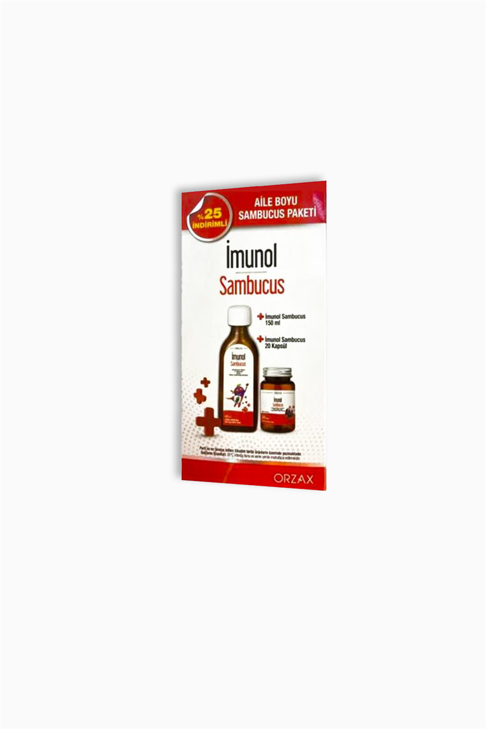 Imunol Sambucus Şurup 150 ml + Sambucus 20 Kapsül - Aile Boyu Paket | Orzax | İmunol Sambucus Şurup 150 ml + Sambucus 20 Kapsül - Aile Boyu Paket